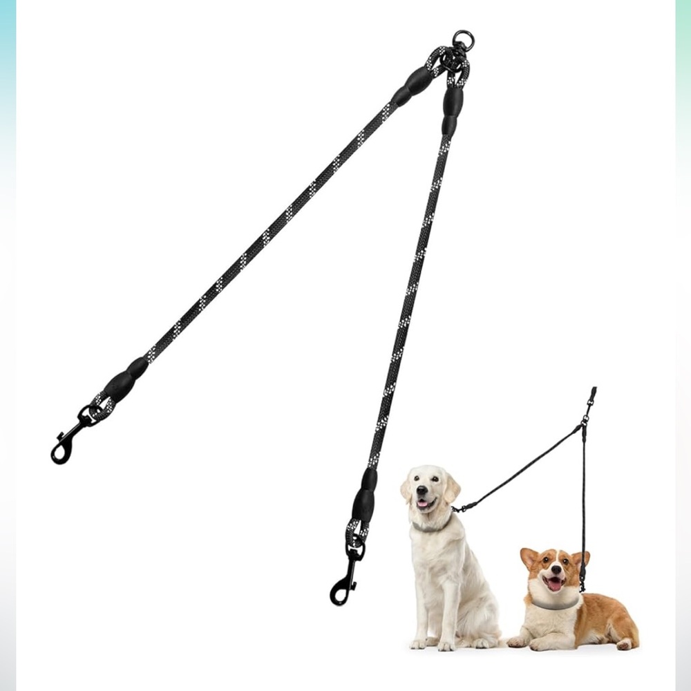 Durable Black Dog Leash Splitter for Two Dogs